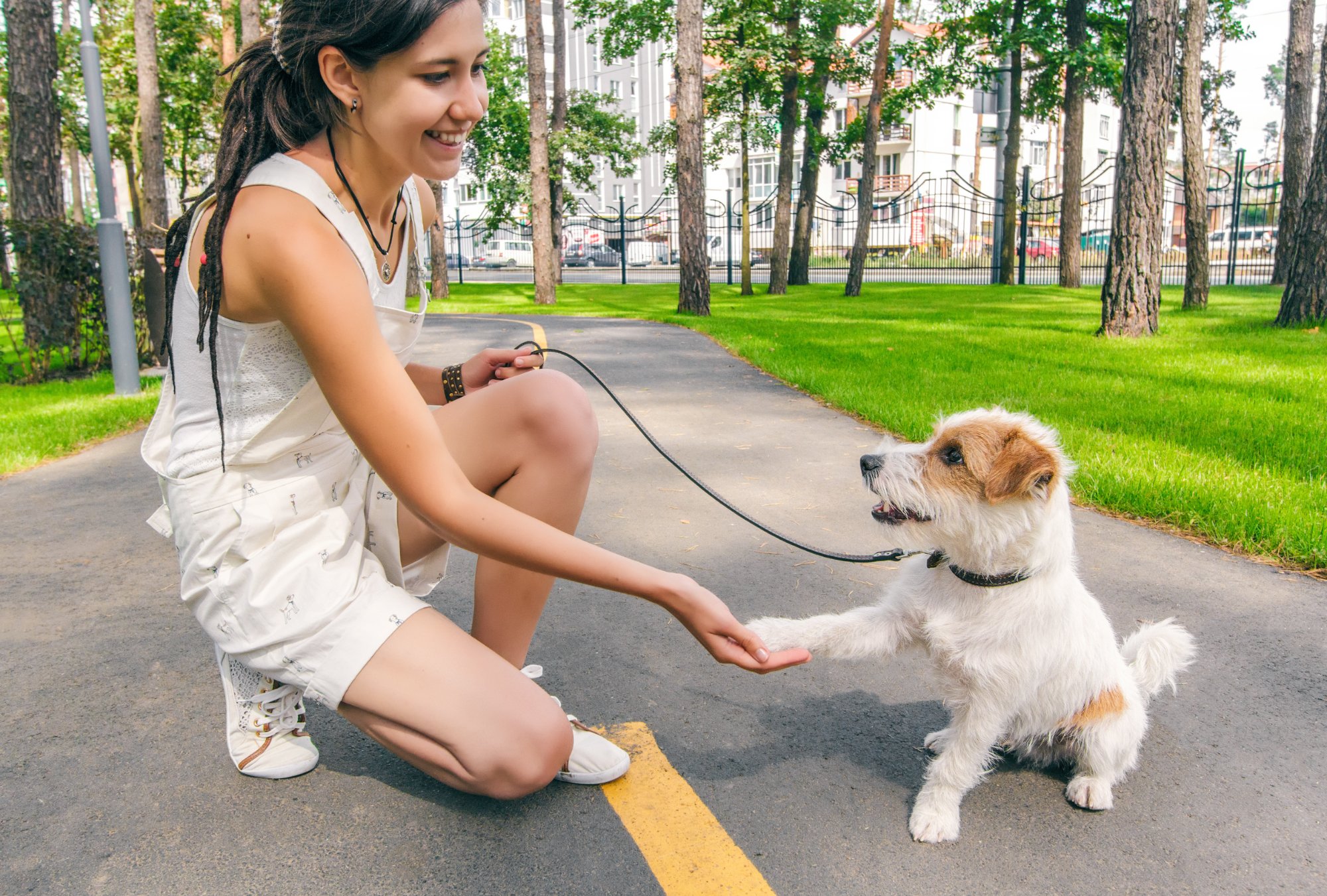 A woman with her dog